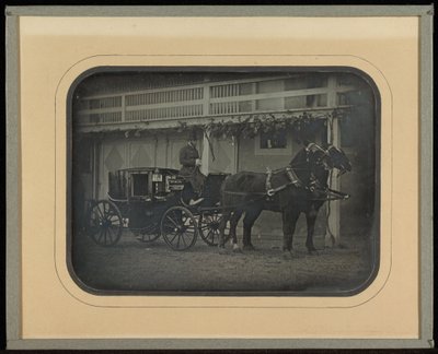 Carriage and Team of Two Horses at Beaulieu Country House of Jean-Gabriel Eynard by Jean Gabriel Eynard